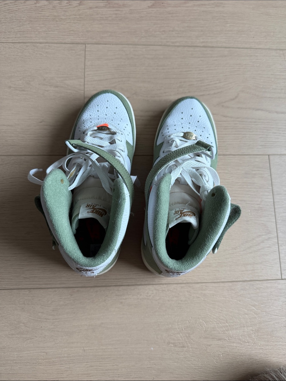 Nike Men’s High-Top Sneakers in White and Light Green